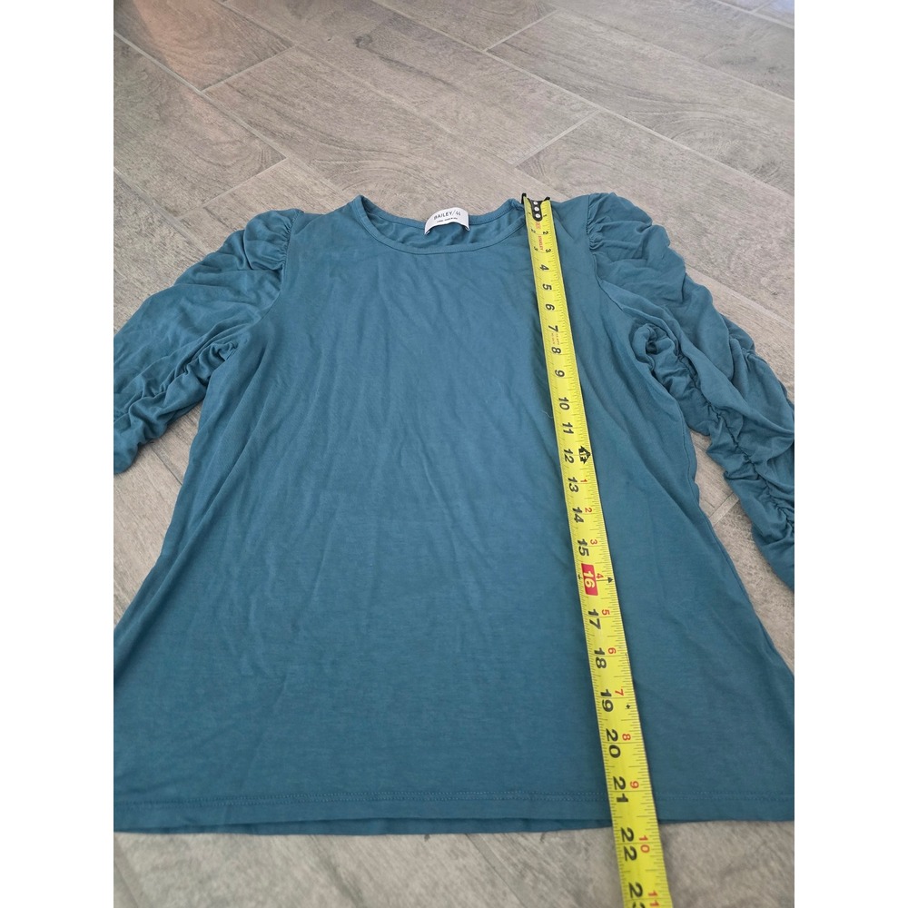 BAILEY 44 Teal Ruched Sleeve Top Made in USA Women's Size Large Soft Stretchy‎ - Picture 3 of 6